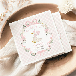 Guardanapo De Papel Primeiro aniversario Preppy One Bobo Goose Pink
