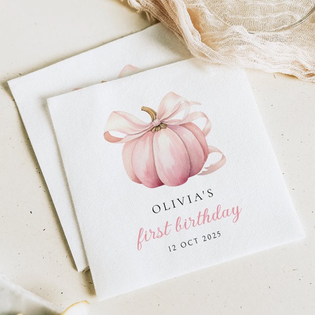 Guardanapo De Papel Primeiro aniversario Pumpkin do Arco rosa (Criador carregado)