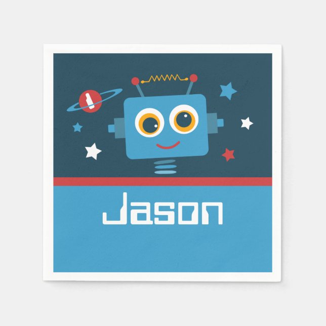 Guardanapo De Papel Primeiro aniversario Robot (Frente)