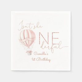 Guardanapo De Papel Primeiro aniversario Rosa Hot Air Ballon