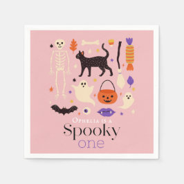 Guardanapo De Papel Primeiro aniversario Rosa Spooky One Halloween Mot