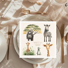 Guardanapo De Papel Primeiro aniversario Selvagem de Animais Safari