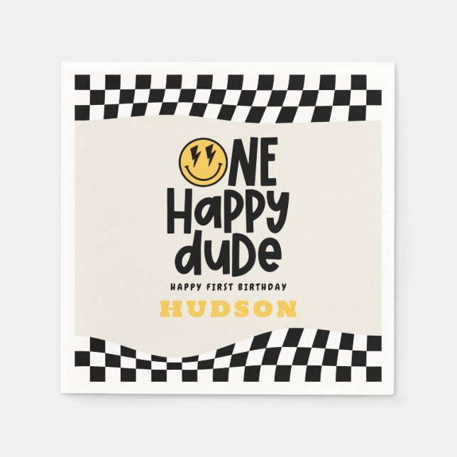 Guardanapo De Papel primeiro aniversario sorriso rosto retrógrado bran (Frente)