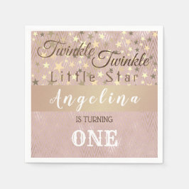 Guardanapo De Papel primeiro aniversario Sparkle - Estrelas rosa e Dou
