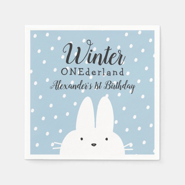Guardanapo De Papel Primeiro aniversario Winter ONEderland Boy Blue (Frente)