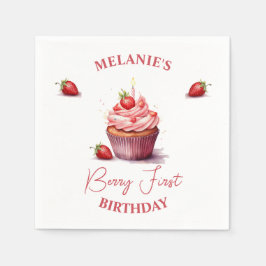 Guardanapo De Papel Primeiro Cupcake de Aniversário do Berry Personali