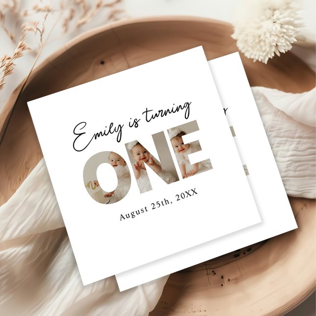 Guardanapo De Papel Primeiro Festa Mínima de Foto de Aniversário do pr (Criador carregado)