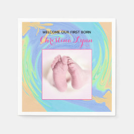 Guardanapo De Papel Primeiro Nascer rosa e pastel com fotografia