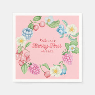Guardanapo De Papel Primeiro primeiro aniversario de Berry Rosa de Mor
