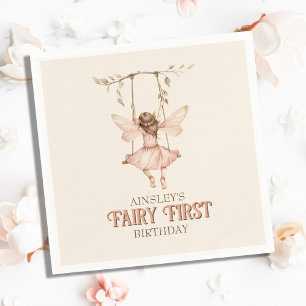 Guardanapo De Papel Primeiro primeiro aniversario de Fada Rosa Esbranq