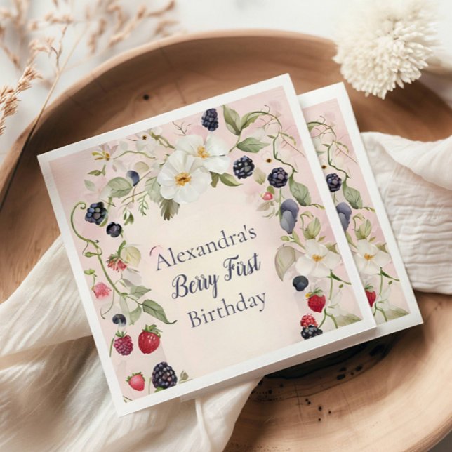 Guardanapo De Papel Primeiro primeiro aniversario do Strawberry Berry (Criador carregado)
