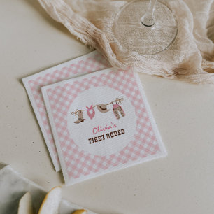 Guardanapo De Papel Primeiro Rodeio Rosa Caubói Ocidental Aniversário