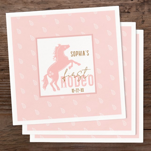 Guardanapo De Papel Primeiro Rodeo Aniversário Napkins - Vaqueiro Ocid (Pink 1st Rodeo Birthday Party Napkins)
