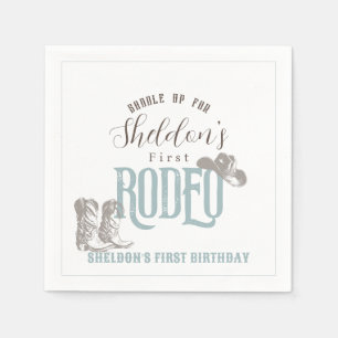 Guardanapo De Papel Primeiro Rodeo Cowboy Ocidental primeiro aniversar