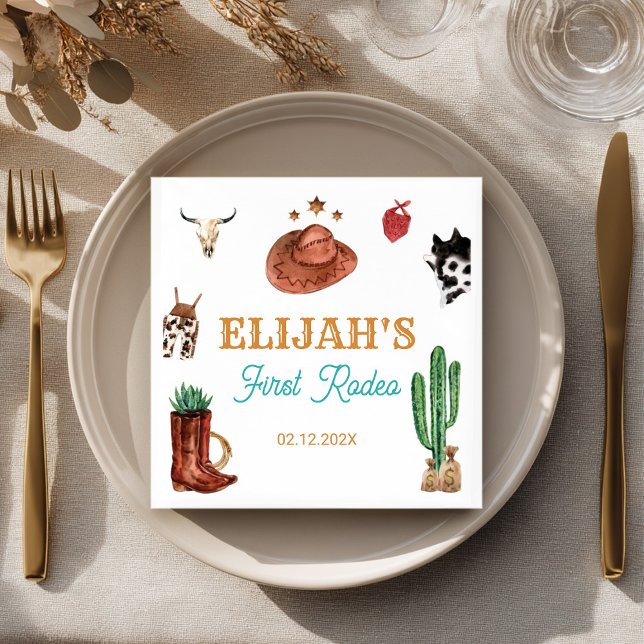 Guardanapo De Papel Primeiro Rodeo Cowboy Wild West Birthday (Criador carregado)