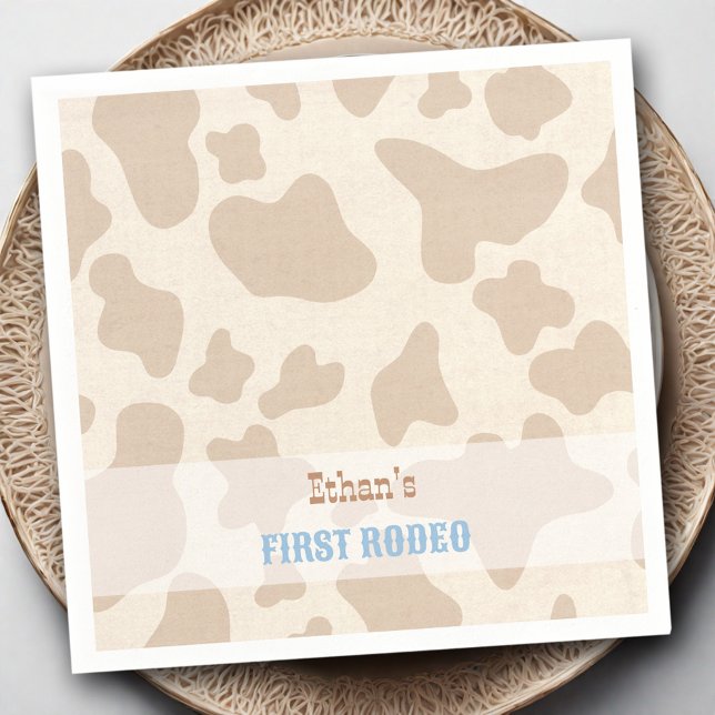 Guardanapo De Papel Primeiro Rodeo Ocidental Cowboy Impressão Nome Nap (First Rodeo Western Cowboy Cow Print Name Napkins)