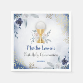 Guardanapo De Papel Primeiro Sagrado Pavimento de Flores Azul