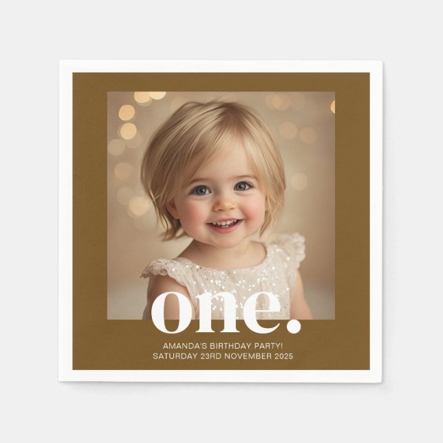 Guardanapo De Papel Primeiro Símbolo de Fotografia de Bithday em Casta (Frente)