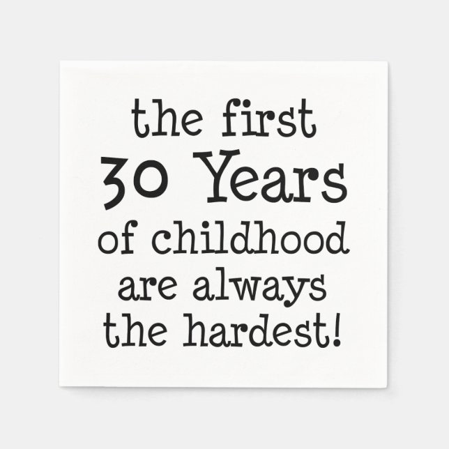 Guardanapo De Papel Primeiros 30 Anos Da Infância Napkins (Frente)