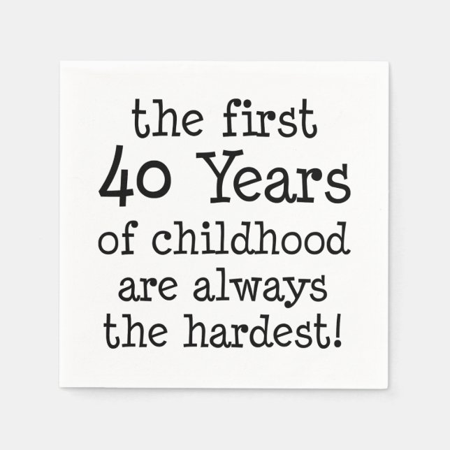 Guardanapo De Papel Primeiros 40 Anos De Infância (Frente)