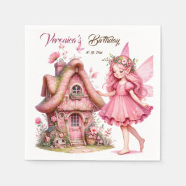 Guardanapo De Papel Princa de fadas de castelos de cor-de-água rosa-br