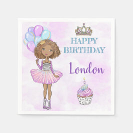 Guardanapo De Papel Princesa Afro-Americana de Aniversário