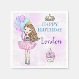 Guardanapo De Papel Princesa aniversariante Lavanda Turquesa Dourado