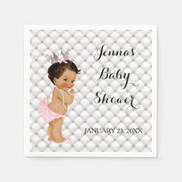Guardanapo De Papel Princesa Bebê Menina Diamantes Rosa Bege