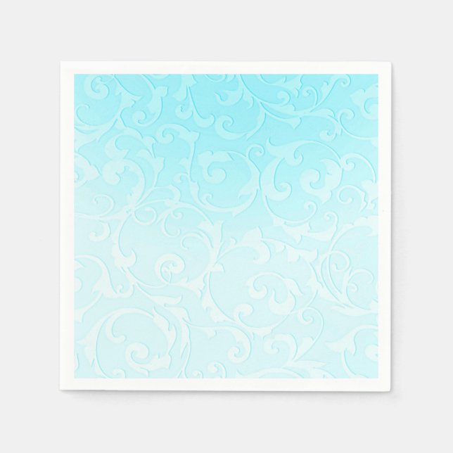 Guardanapo De Papel Princesa Blue Elegant Storybook Swirl Weding (Frente)