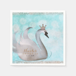 Guardanapo De Papel Princesa Cisne Brilho Dourado Falso Festa de Conto