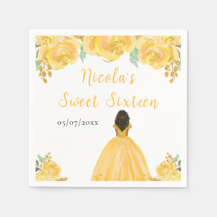 Guardanapo De Papel Princesa de Pele Escura Dourado Floral Sweet Sixte