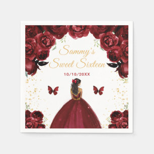 Guardanapo De Papel Princesa de Pele Morena Escura Vermelho Escuro Doc