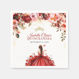Guardanapo De Papel Princesa Dourada Floral Encantada Encantada Quince