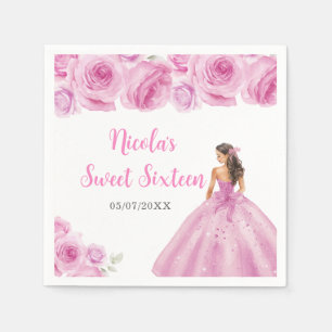 Guardanapo De Papel Princesa Floral de Rosa claro Doce Dezesseis