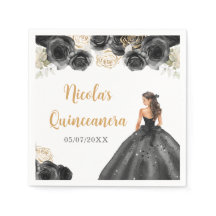 Princesa Floral em Black Dress Quinceanera