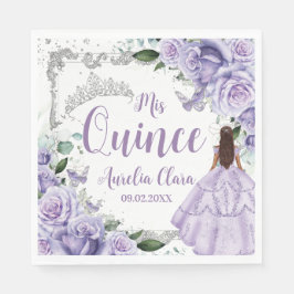Guardanapo De Papel Princesa Floral Púrpura Quinceañera 16 15