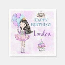 Guardanapo De Papel Princesa Menina de Aniversário Lavanda Turquesa Do