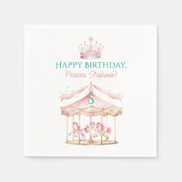 Guardanapo De Papel Princesa rosa Carrossel Garota primeiro aniversari