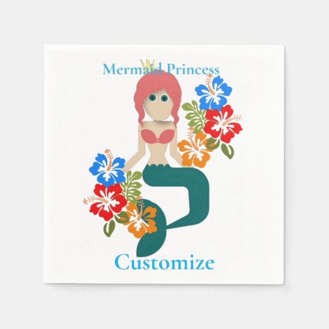 Guardanapo De Papel Princesa Sereia Ruiva Thunder_Cove (Frente)