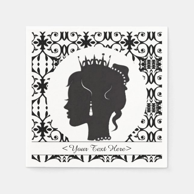 Guardanapo De Papel Princesa Silhouette Personalizada Elegante Napkins (Frente)
