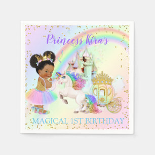 Guardanapo De Papel Princesa Unicórnio Carruagem Castelo Arco-íris Mág