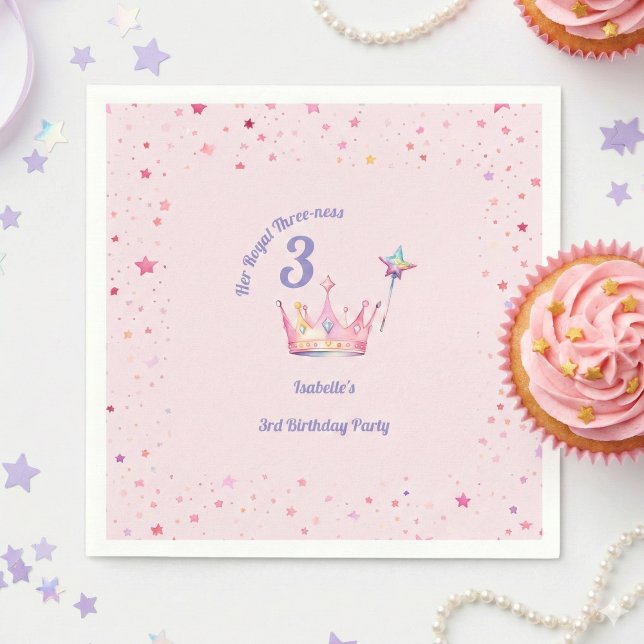 Guardanapo De Papel Princess Crown 3rd Birthday Royal Threeness (Criador carregado)