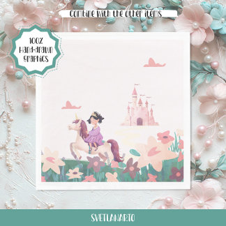 Guardanapo De Papel Princess Riding Unicorn Paper Napkins