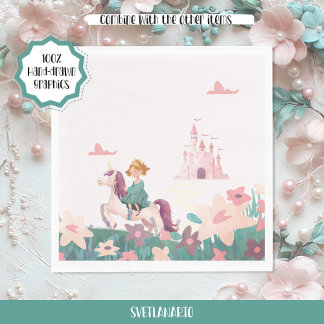 Guardanapo De Papel Princess Riding Unicorn Paper Napkins