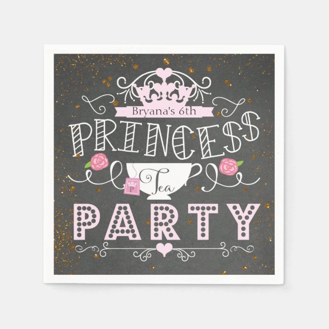 Guardanapo De Papel PRINCESS TEA PARTITY Chalkboard Party (Frente)
