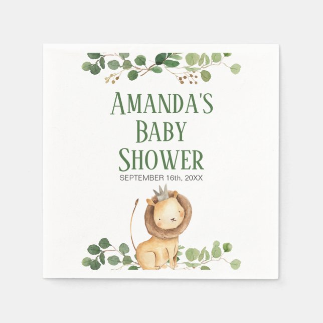 Guardanapo De Papel Príncipe Greenery Lion Chá de fraldas Napkins (Frente)