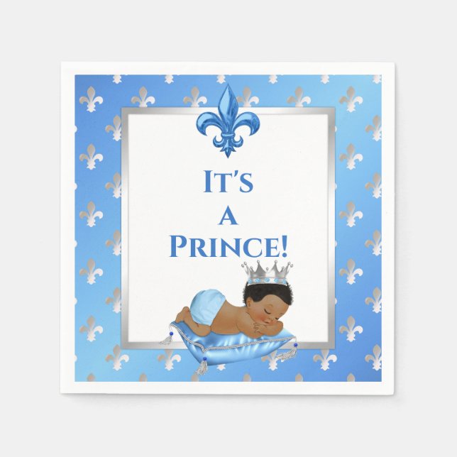 Guardanapo De Papel Príncipe Royal Baby Blue e Travesseiro prateado (Frente)
