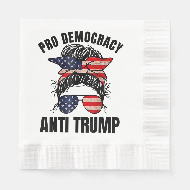 Guardanapo De Papel Pro Democracia - Bandeira Americana Anti-Trump (Frente)