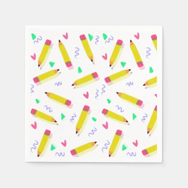 Guardanapo De Papel Professor de Arte Pré-Escolar Lápis Bom Final de A (Frente)