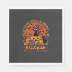 Guardanapo De Papel Professor de Halloween Gato Preto Abóbora Sorte